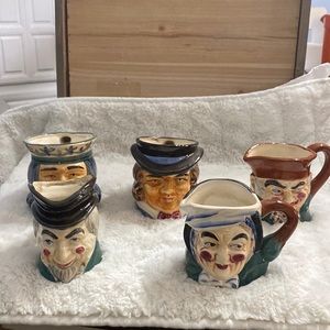Royal Doulton 5 piece vintage Toby’s jugs hand painted